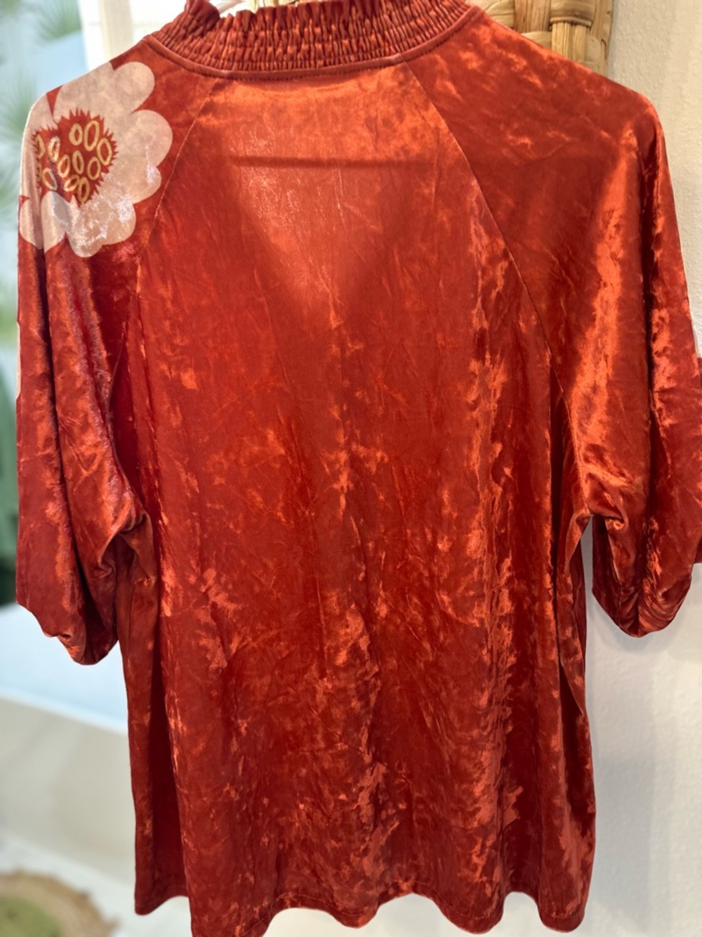 Rust Red Floral-Accent Women’s Top - Picture 2 of 5